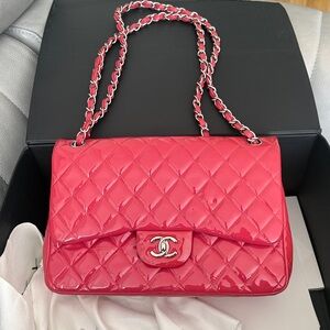 Chanel Pink Quilted Patent Leather Shoulder Bag